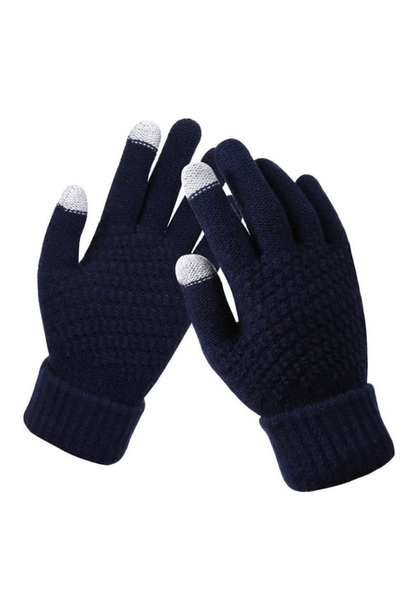 Men's and Women's Snowflake Printing Gloves, Creative and Fashionable Mobile Phone with Screen Knitted Gloves, Thick and Warm Winter Adult