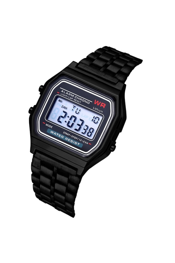 Men's and Women's Student LED Electronic Watch Steel Strap Harajuku Style Fashion Watch Multi-function LED Watch