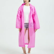 Men's and Women's Stylish Waterproof Lightweight Long Rain Jacket Active Outdoor Hooded Raincoat with Button