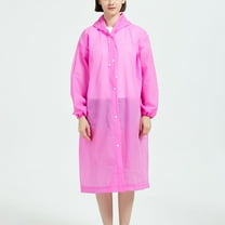 Men's and Women's Stylish Waterproof Lightweight Long Rain Jacket Active Outdoor Hooded Raincoat with Button