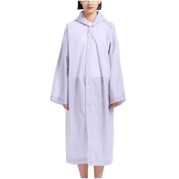 Men's and Women's Stylish Waterproof Lightweight Long Rain Jacket Active Outdoor Hooded Raincoat with Button