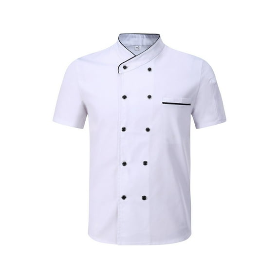 Men's and Women's Thin Chef Coat, Summer Short Sleeve Professional Kitchen Uniform for Hotel Restaurant Bakery Staff Culinary Wear,White 2XL