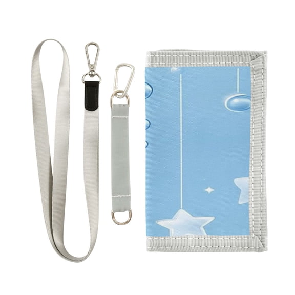 Men's and Women's Wallets Stylish and Functional Wallet Novelty Wallets Perfect Gift for All Occasions Blue Hanging Stars and Bubbles