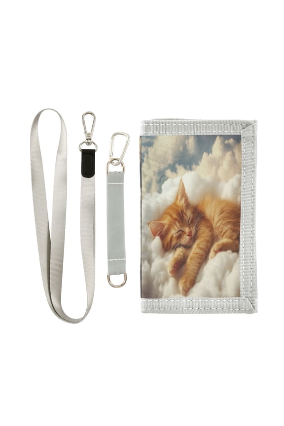 Men's and Women's Wallets Stylish and Functional Wallet Novelty Wallets Perfect Gift for All Occasions Orange Cat Sleeping on Clouds