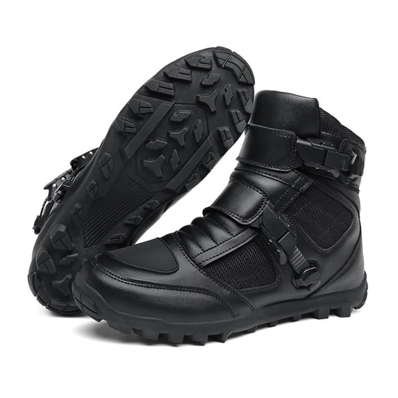 Men's and women's all-season motorcycle riding boots and motorcycle shoes,Black,45