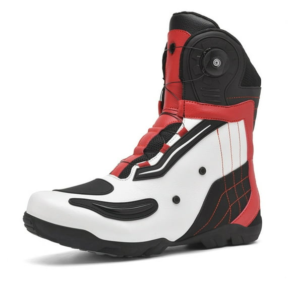 Men's and women's all-season motorcycle riding boots and motorcycle shoes,Black and white,38