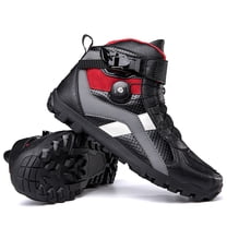 Men's and women's all-season motorcycle riding boots and motorcycle shoes,Black and white red,44