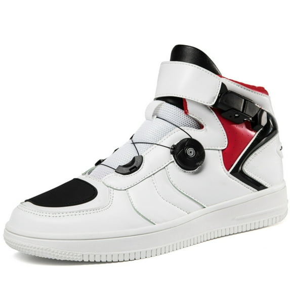 Men's and women's all-season motorcycle riding boots and motorcycle shoes,White red,36