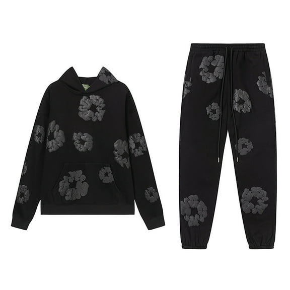 Men's and women's foam printed hoodie and pants set, loose and oversized graphic retro Y2K men's and women's two-piece set, special street set