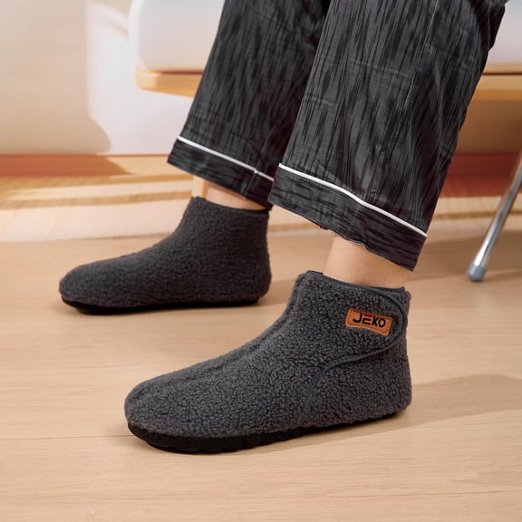 Men's and women's slippers, plush slippers, warm and anti-slip household slippers and high-top socks