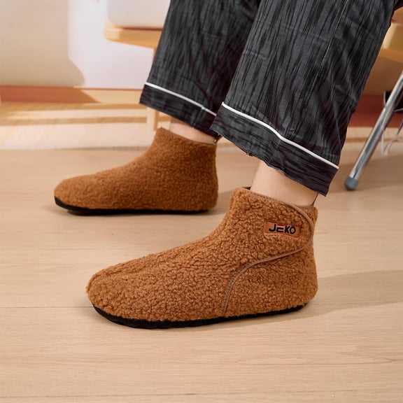 Men's and women's slippers, plush slippers, warm and anti-slip household slippers and high-top socks