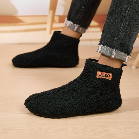 Men's and women's slippers, plush slippers, warm and anti-slip household slippers and high-top socks