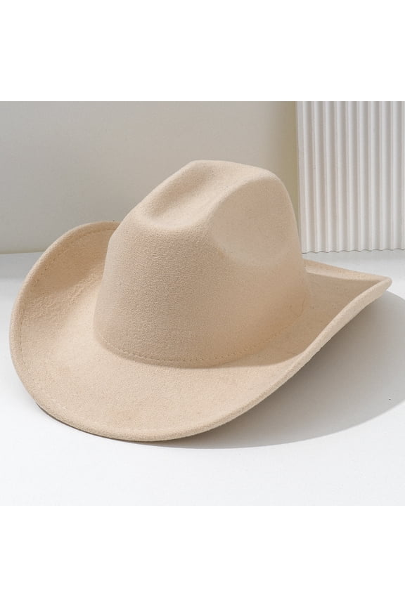 Men's and women's soft felt western cowboy hat, simple plain casual hat, fashionable European and American style jazz hat