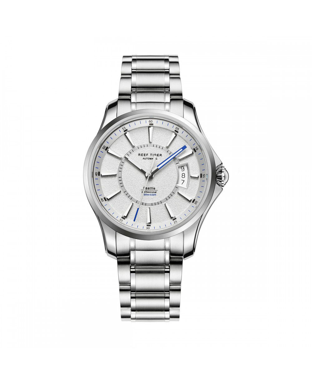Space Needle Men's Automatic Mechanical Movement, Round Dial, Hollow Case Back, High Quality Stainless Steel Strap