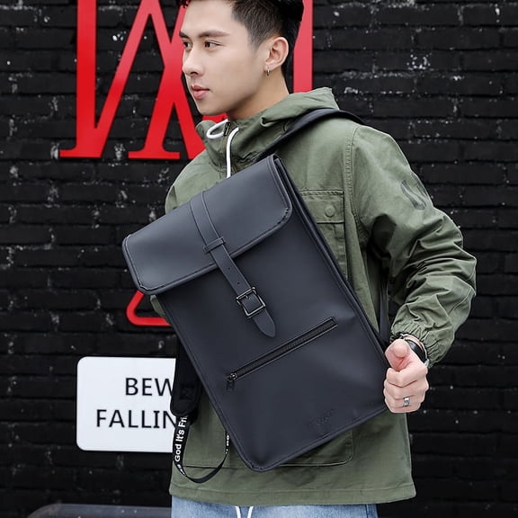 Men's backpack PU leather,14 inches