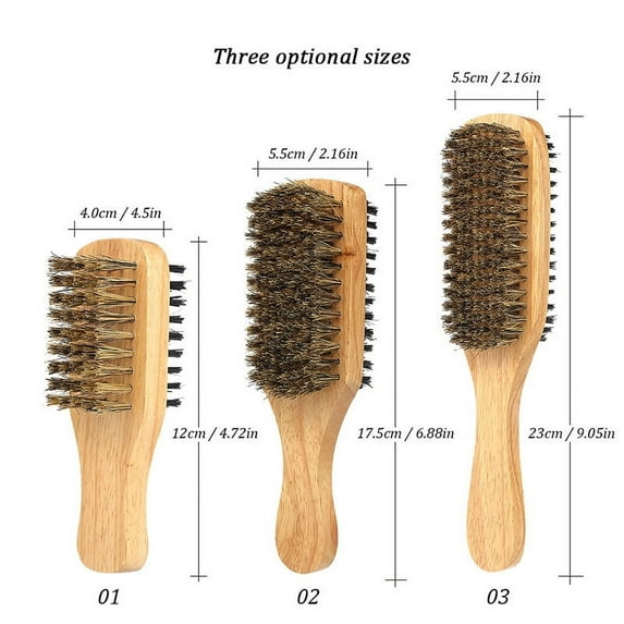 Men's beard styling pig Mane beard brush double sided wooden handle hair brush comb nylon beard brush-S