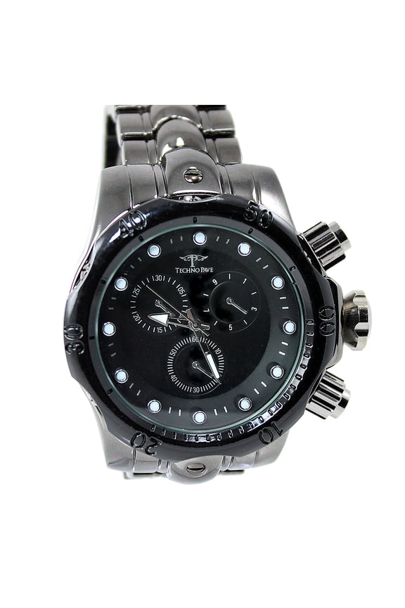 Men's big black heavy Military style Clubbing watch 54mm 19mm thick case.