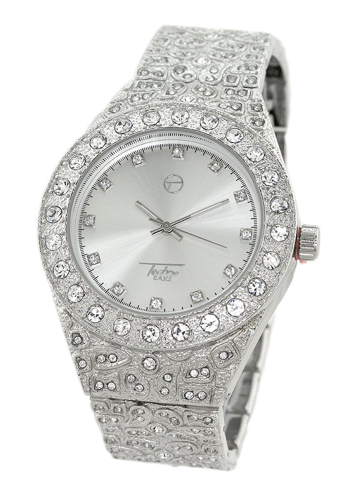 Silver Ice Out Geneva and Crystal Watch Silver Iced Out Geneva Watch - Etsy main image 4