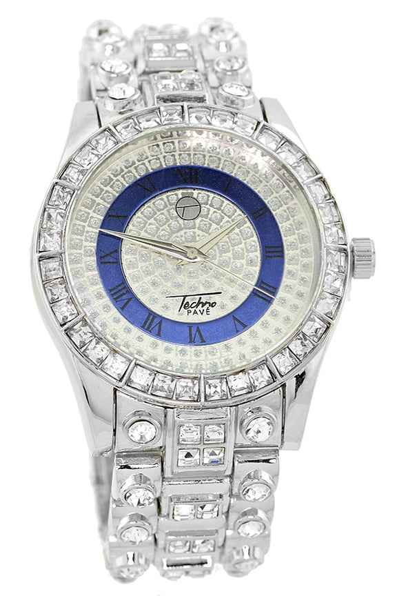 Men's big heavy ice out silver tone clubbing watch 45mm 14mm thick.