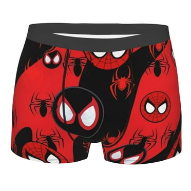 Men's cartoon spiderman head Boxer Brief Underwear,Anti-Chafing,Moisture-Wicking Odor Control,M