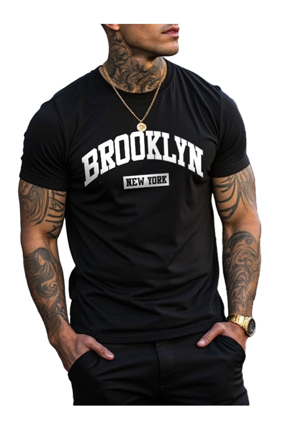 Men's casual Brooklyn City pattern printed T-shirt in New York