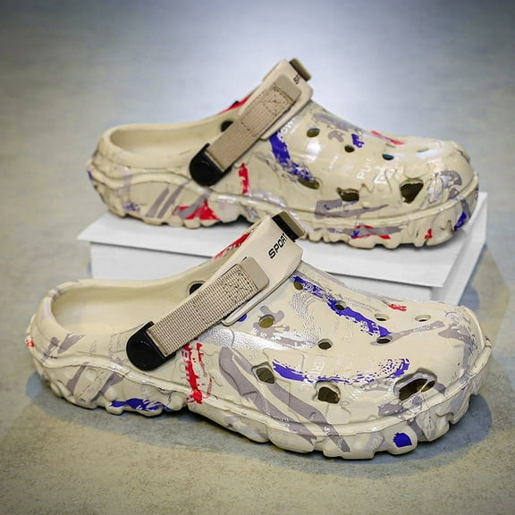 Men's casual fashion slippers, outdoor casual sandals, comfortable and durable hole shoes,