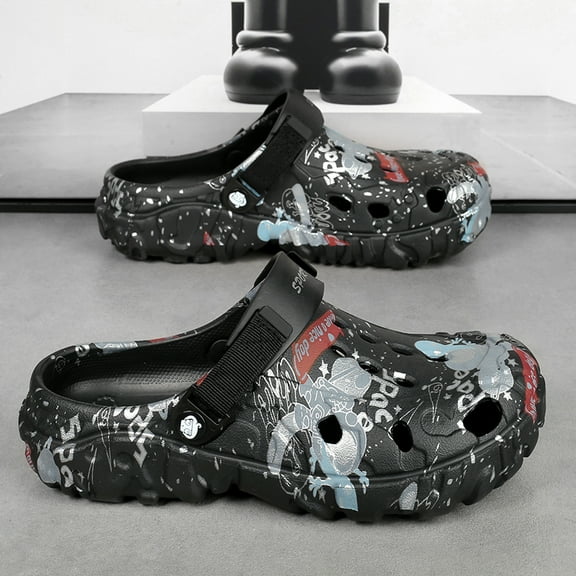 Men's casual fashion slippers, outdoor casual sandals, comfortable and durable hole shoes,