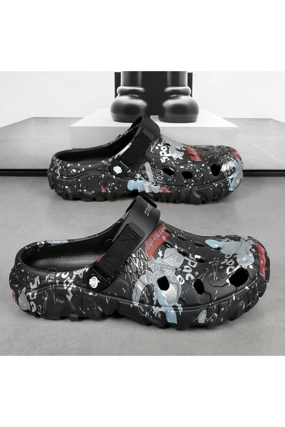 Men's casual fashion slippers, outdoor casual sandals, comfortable and durable hole shoes,