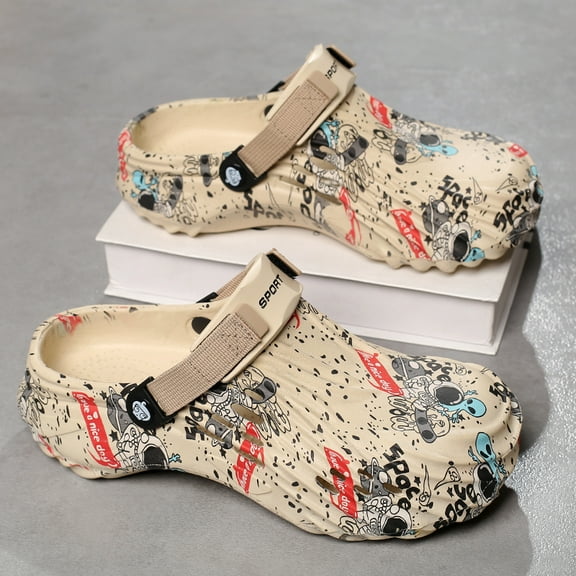 Men's casual fashion slippers, outdoor casual sandals, comfortable and durable hole shoes,