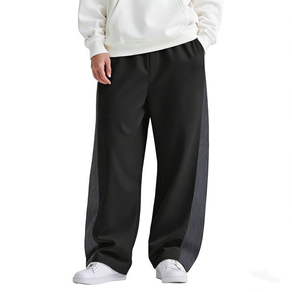 GINGTTO Men's Loose Wide-Leg Paneled Casual Sweatpants, Comfortable Drapey Athletic Pants, Versatile Straight-Leg Trousers for Daily Commute
