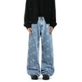 thumbnail image 1 of GINGTTO Vintage Star Print Wide-Leg Jeans for Women, High-Waisted Baggy Denim Pants – Light Wash Flowy Trousers for Casual/Streetwear Outfits, 1 of 5