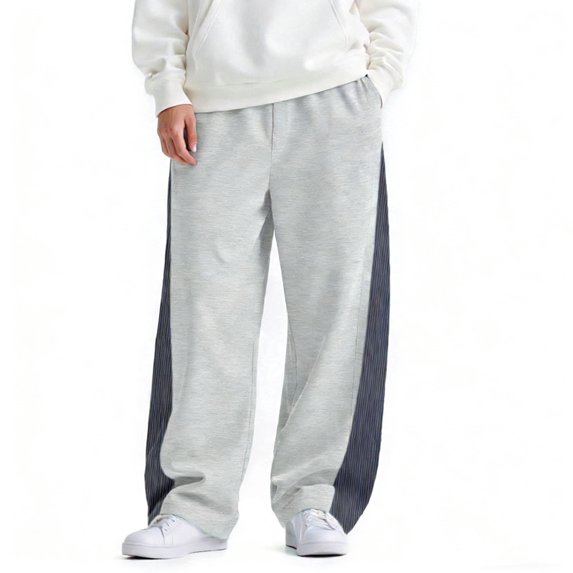 GINGTTO Men's Loose Wide-Leg Paneled Casual Sweatpants, Comfortable Drapey Athletic Pants, Versatile Straight-Leg Trousers for Daily Commute