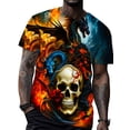 thumbnail image 1 of Men's casual multi-colored faucet skull print short-sleeved T-shirt, 1 of 5