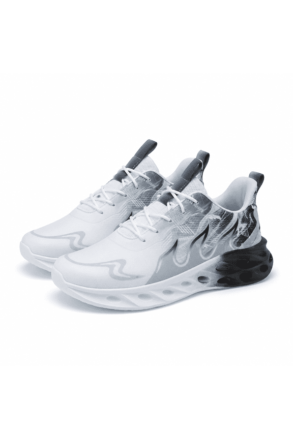 Men's casual sneakers, flame-patterned fashion shoes, lightweight, breathable, non-slip dad shoes, loafers, slip-on shoes