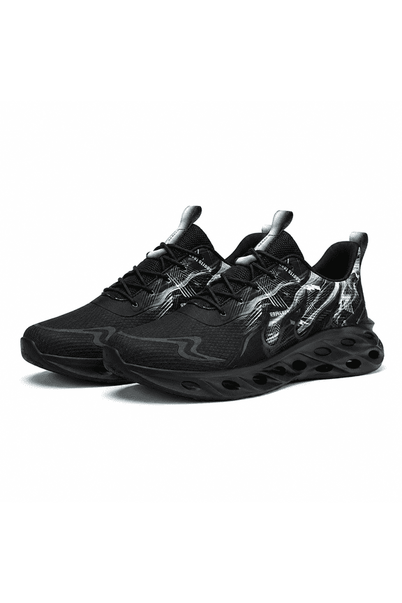 Men's casual sneakers, flame-patterned fashion shoes, lightweight, breathable, non-slip dad shoes, loafers, slip-on shoes