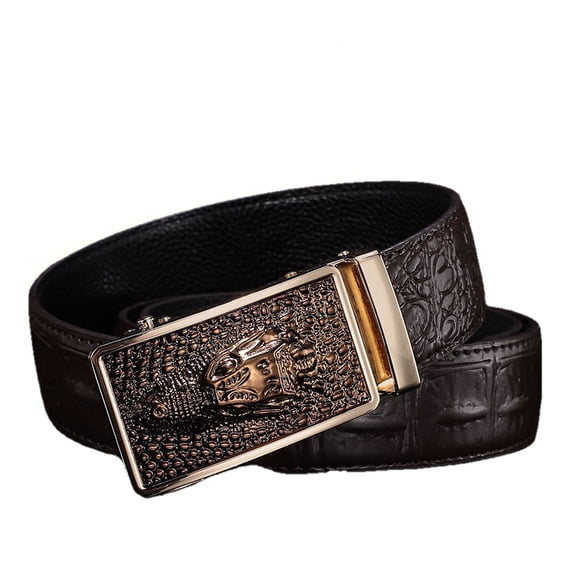 Men's crocodile pattern belt, automatic buckle belt, cowhide Korean version of youth leisure business belt