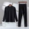 thumbnail image 1 of Men's de velvet new winter couple's autumn clothes and pants set Slim hundred with anti-cold bottoming shirt self-heating hair thermal underwear Black XXL, 1 of 9