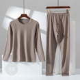 thumbnail image 1 of Men's de velvet new winter couple's autumn clothes and pants set Slim hundred with anti-cold bottoming shirt self-heating hair thermal underwear Khaki XL, 1 of 9