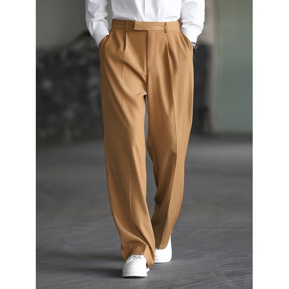 Dressing Styl Men's drapey wide-leg dress pants with a simple light business style ...