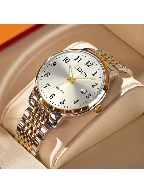 Men's fashion watch with single date and luminous display, Korean-style trendy business men's watch, men's wristwatch with large numbers