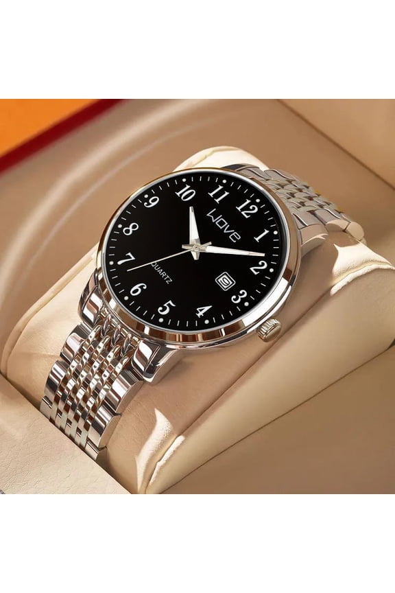 Men's fashion watch with single date and luminous display, Korean-style trendy business men's watch, men's wristwatch with large numbers