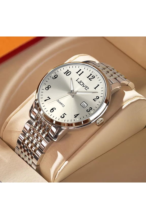 Men's fashion watch with single date and luminous display, Korean-style trendy business men's watch, men's wristwatch with large numbers