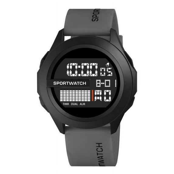 Men's fashionable sports digital circular luminous leisure multi-functional rubber strap watch