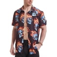 thumbnail image 1 of Men's flame stylish 3D printed graphic short sleeve shirts casual fashion print button down shirt, 1 of 13