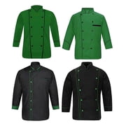 Men,s full sleeve multicolor chef jacket lightweight With Contrast Black set of 4-pcs