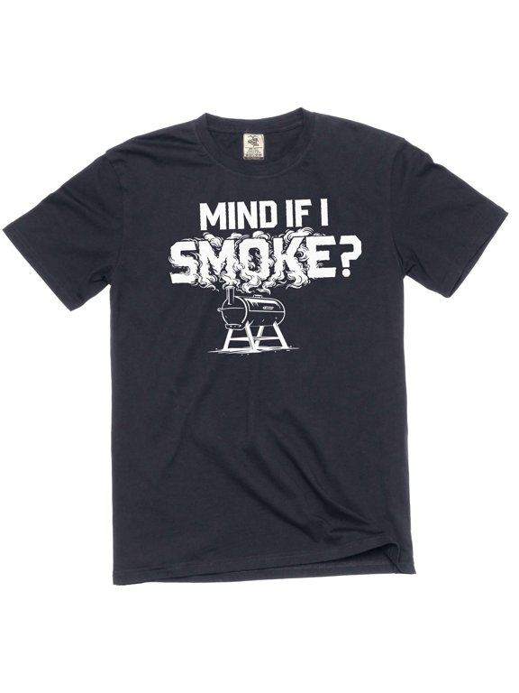 Men's funny BBQ grilling mind if I smoke double meaning father's day Funny tee (XX-Large Black)