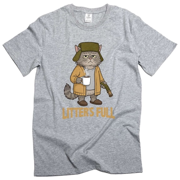 Men's funny Christmas cat T-shirt Litter's full parody Tee shirt (3X-Large Grey)