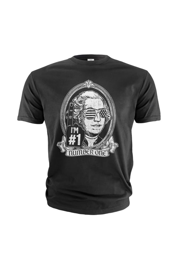 Men's funny George Washington USA number 1 T-shirt Fourth funny tee gift Patriotic USA tee shirt (Large Black)