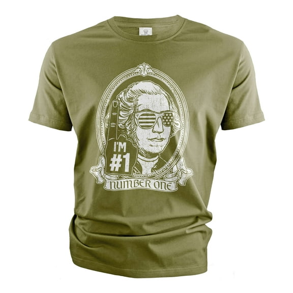 Men's funny George Washington USA number 1 T-shirt Fourth funny tee gift Patriotic USA tee shirt (XX-Large Military Green)