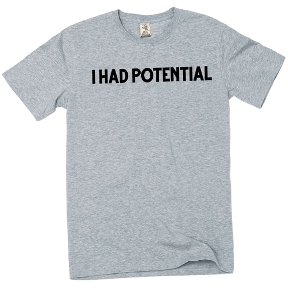 Men's funny I had potential T-shirt humorous novelty graphic tee (Small Grey)